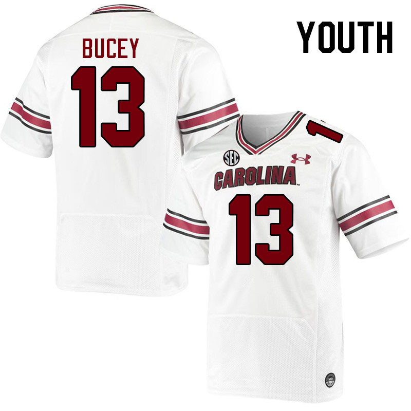 Youth #13 David Bucey South Carolina Gamecocks College Football Jerseys Stitched-White
